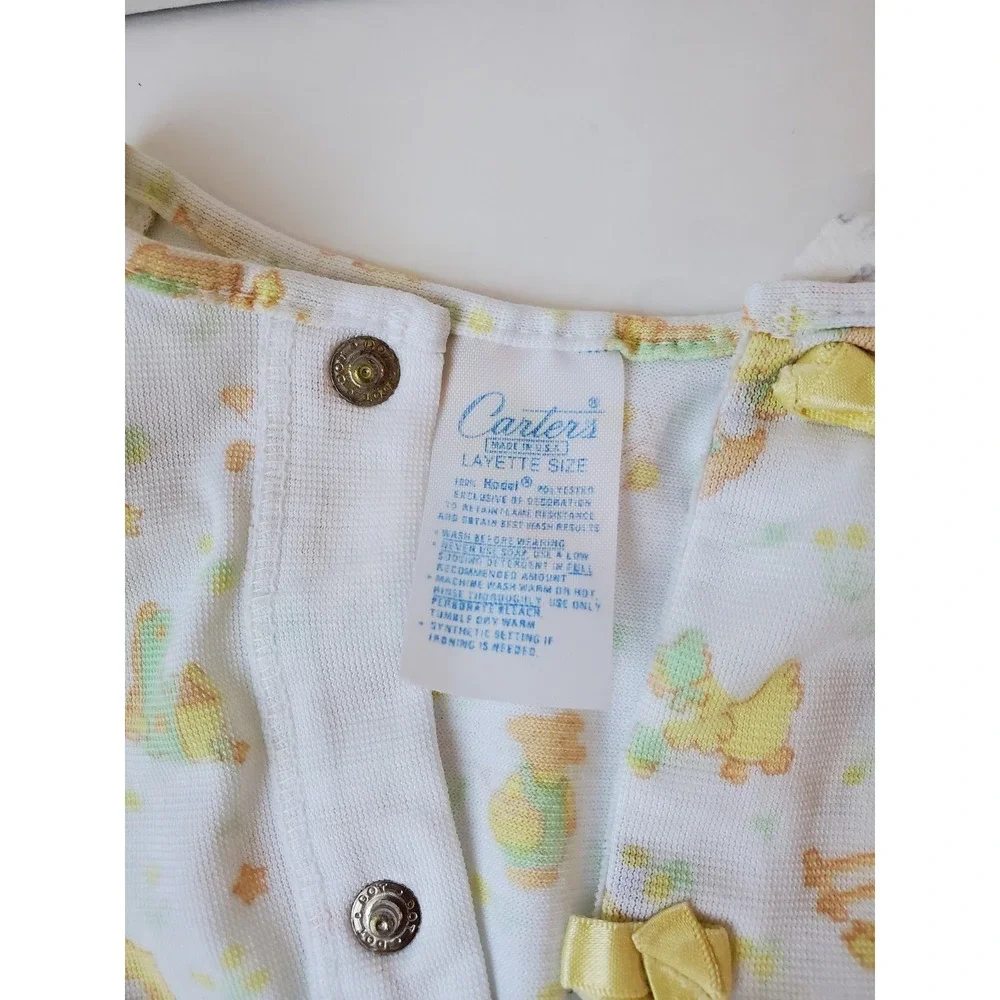 Vintage Carter's Baby Newborn Layette Sleep Gown Yellow Animals Duck Lamb Cat‎